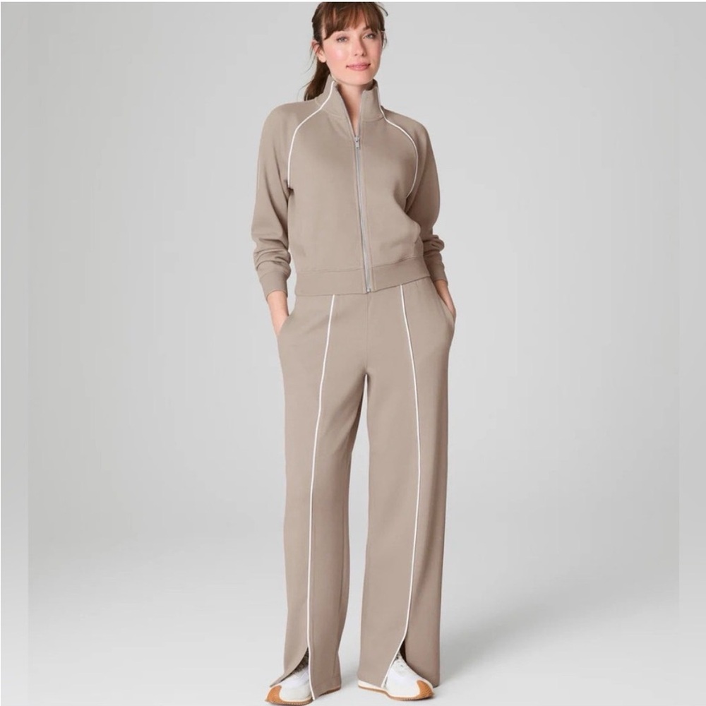 Two piece SPANX AirEssentials matching track set, ashwood color, size medium